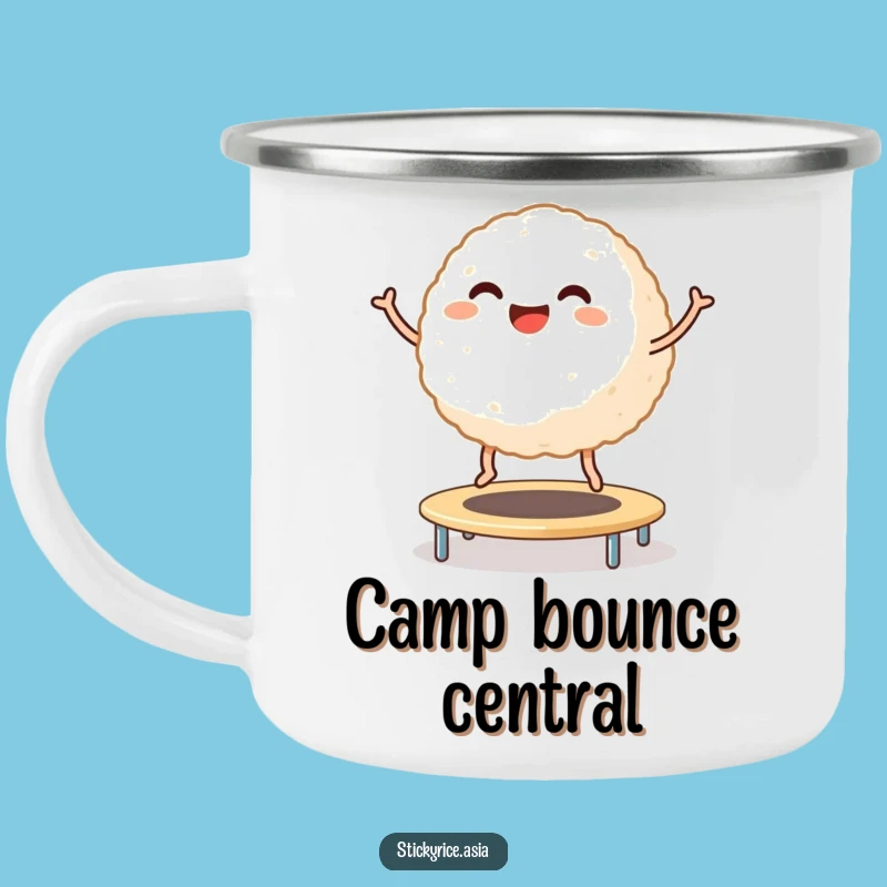Funny Rice Ball Camp Mug: Trampoline Joy Drinkware, Great Funny Gift