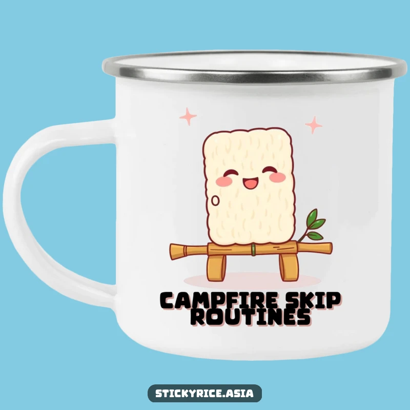 Funny Joyful Sticky Rice Skipping Rope Camping Mug - Adventure Ready Fun