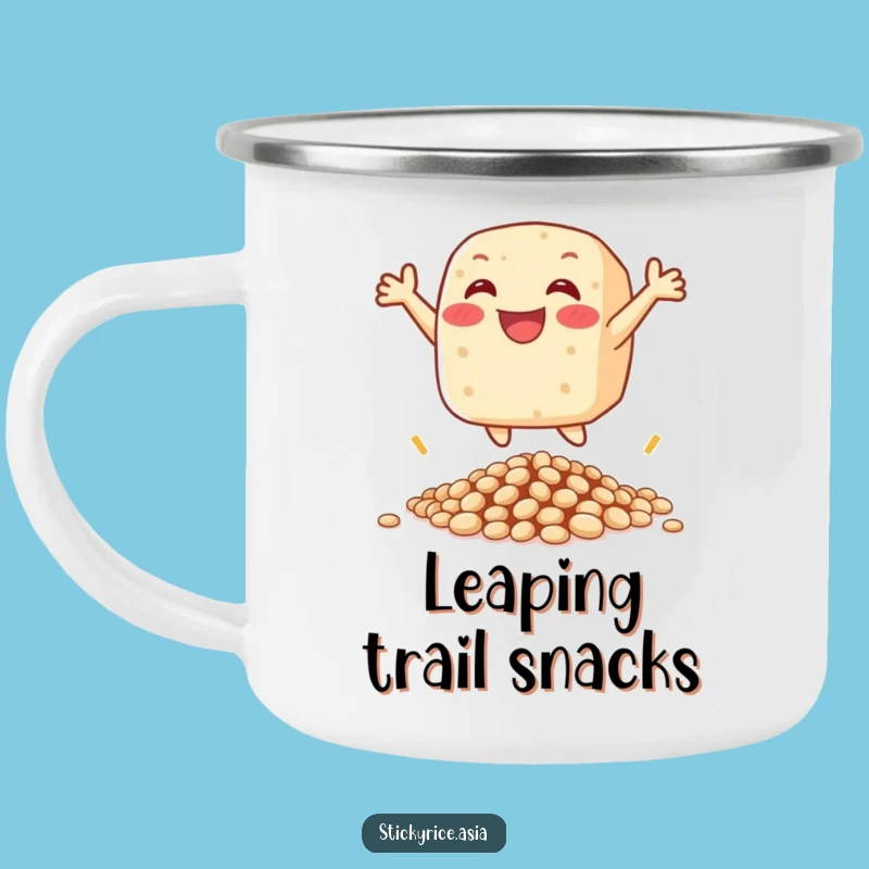Funny Rice Cake Leap Camping Mug: Adventure with a Smile!