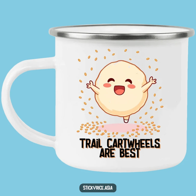 Funny Excited Sticky Rice Dumpling Cartwheel Camping Mug - Adventure Fuelled Fun