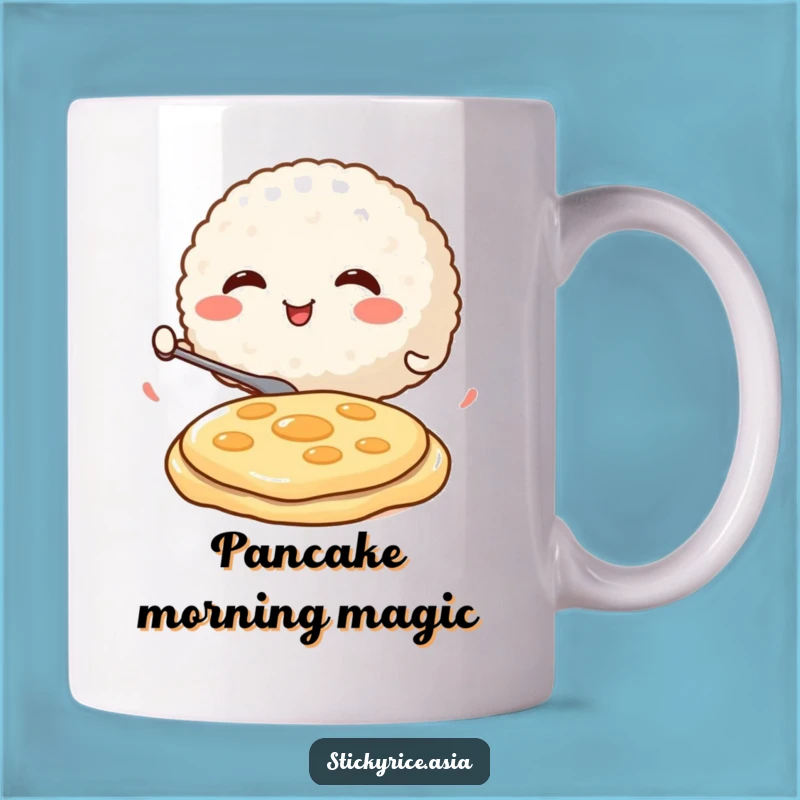 Funny Rice Ball Pancake Mug: Hilarious Gift for Breakfast Lovers.