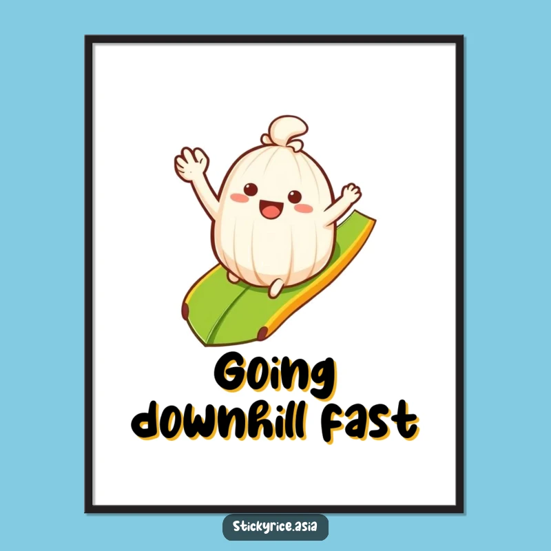 Funny Rice Art Print: Sliding Fun, Digital Download for Cheerful Decor