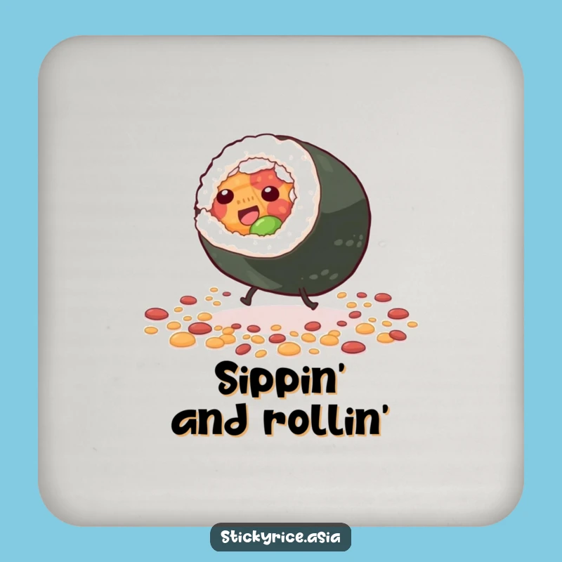 Funny Sushi Roll Drink Coaster: Protect Surfaces with Rolling Humor.