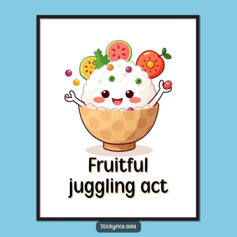 Funny Rice Poster: Juggling Fun Art, Inspiring Funny Gift