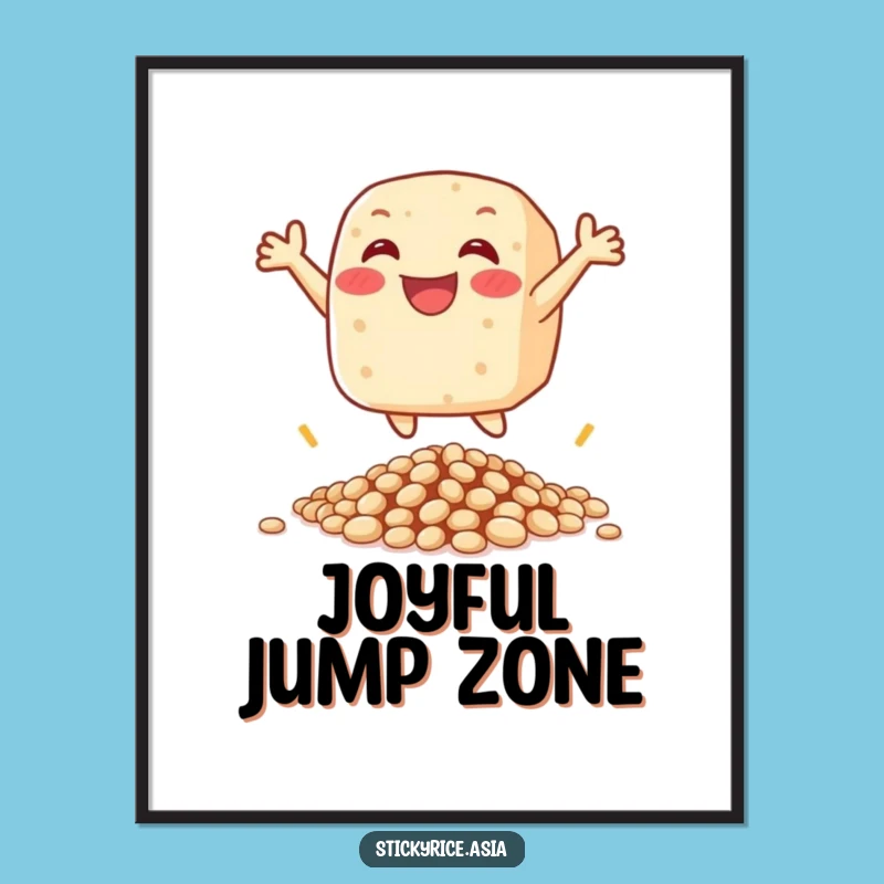 Funny Rice Cake Leap Poster: Brighten Walls with Pure Joy!