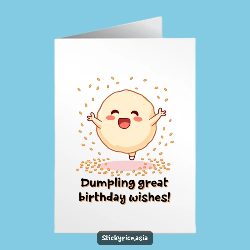 Free Printable Happy Birthday Card Funny Dumpling Cartwheel Downloadable Gift