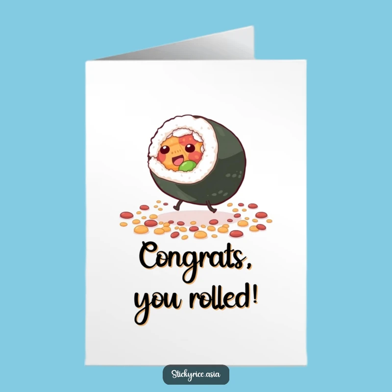 Free Printable Congrats Card: Sushi Roll Cartwheel, Hilarious Downloadable Gift