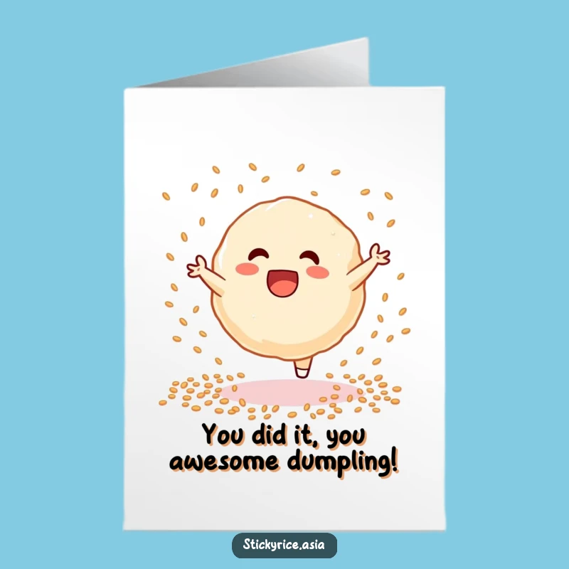 Free Printable Congrats Card Excited Dumpling Cartwheel Downloadable Surprise