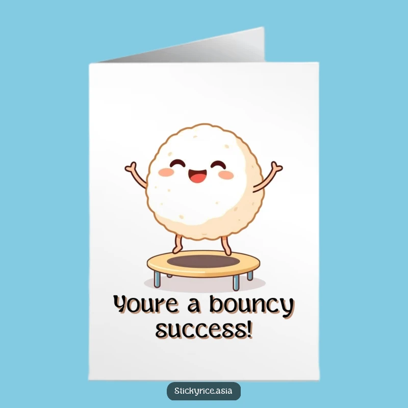 Free Printable Funny Rice Ball Congrats Card: Bouncing Achievement - Hilarious Downloadable Gift!
