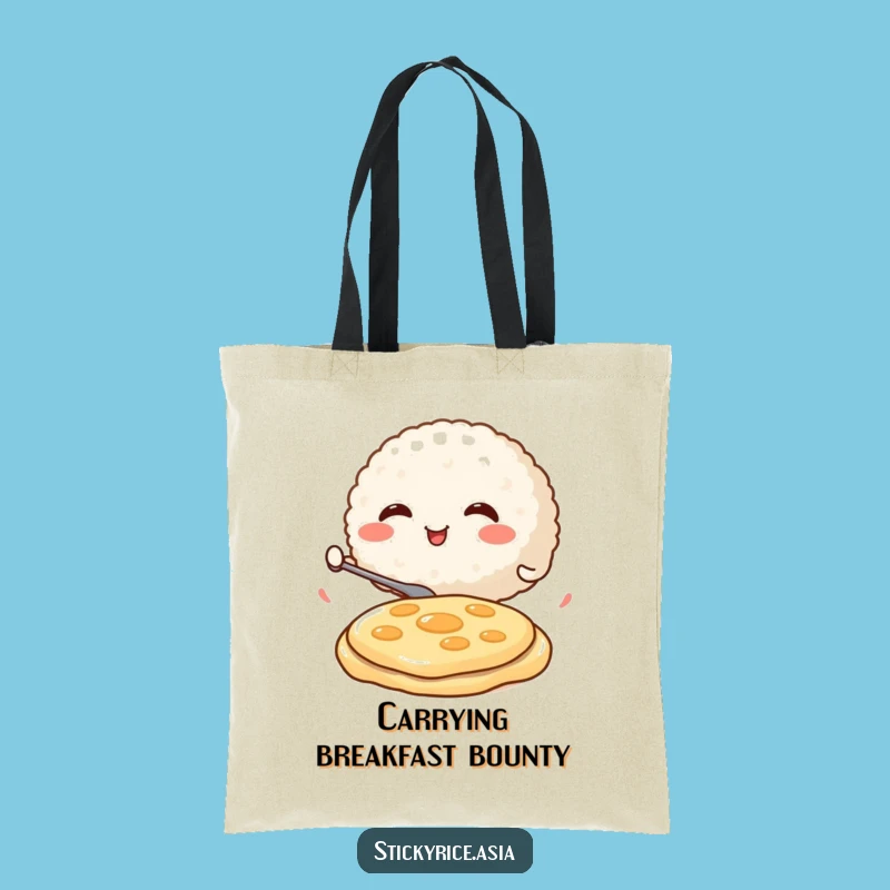 Funny Rice Ball Tote Bag: Carry Your Breakfast Fun Anywhere.