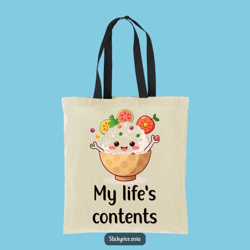 Funny Rice Tote Bag: Juggling Fruit Design, Practical Funny Gift